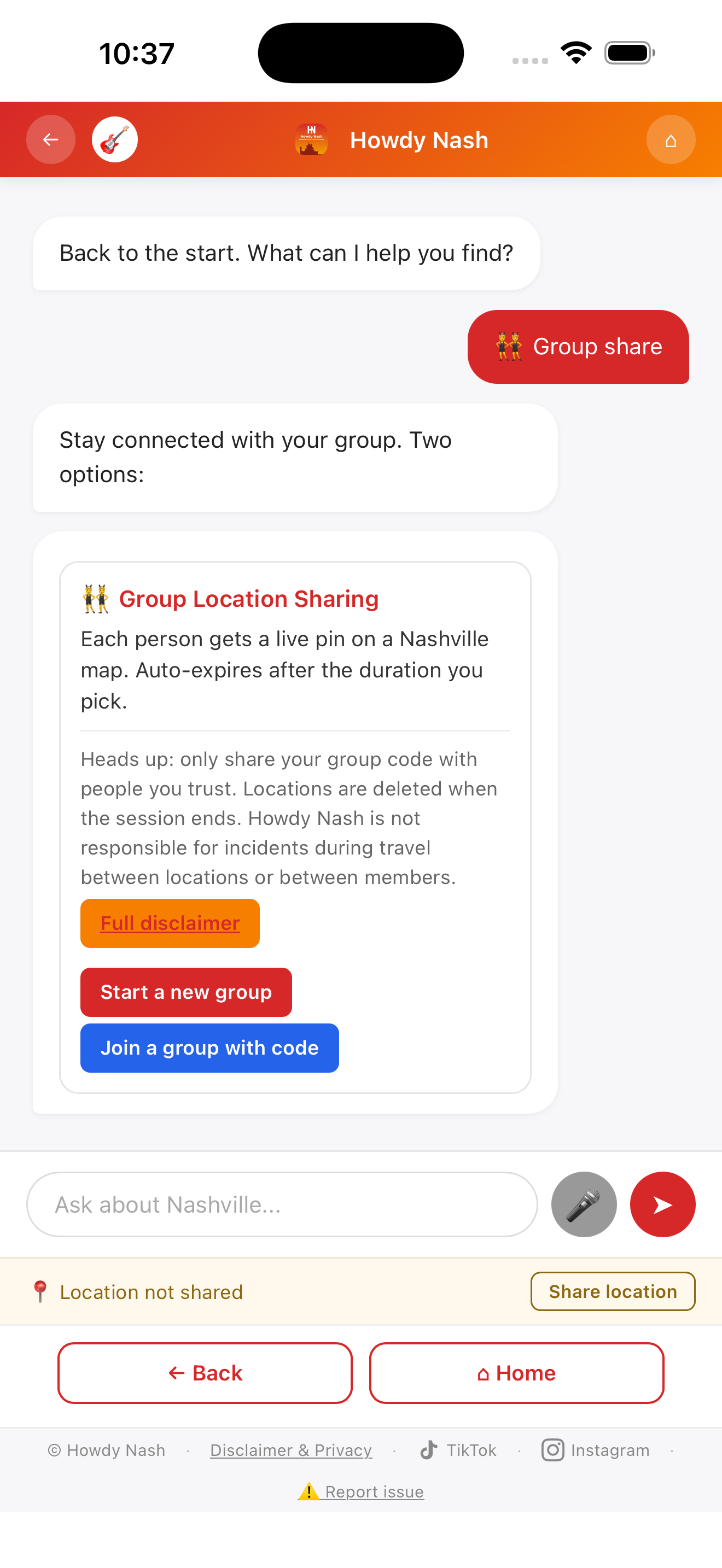 Group location sharing